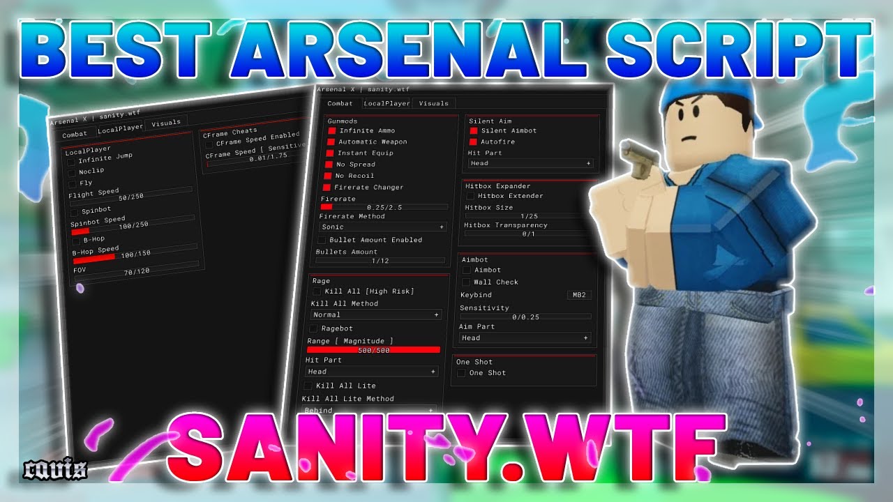 [NEW!] Roblox BEST FREE Arsenal Script GUI: Sanity.Wtf | Kill All & God ...