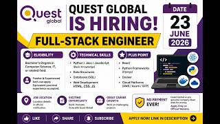 Quest Global Full-Stack Engineer Hiring 2026 | Freshers & Experienced | Apply Now | Software Jobs