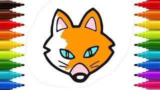 Coloring Pages Colorful Animals | How to draw Fox | Drawing and Art Colors for Kids