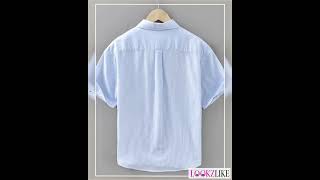 Men's Plus Size Striped Button Up Short Sleeve Shirt