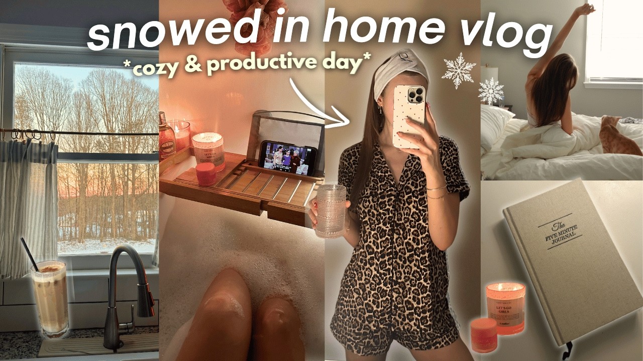 COZY SNOW DAY AT HOME ❄️🕯️productive reset, girl dinner, spa night, skincare & slow living!