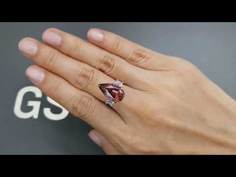 Red-pink rubellite in pear cut 6.59 carats, Congo Video  № 4