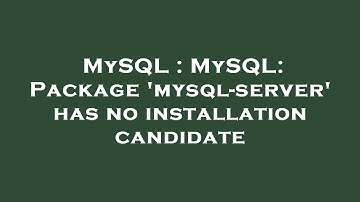 MySQL : MySQL: Package 