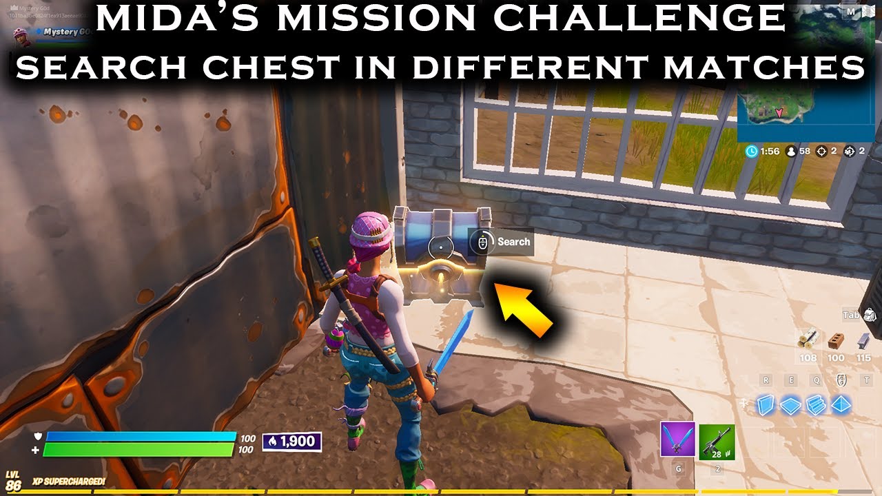Fortnite *NEW* Search Chest in Different Matches Mida's Mission