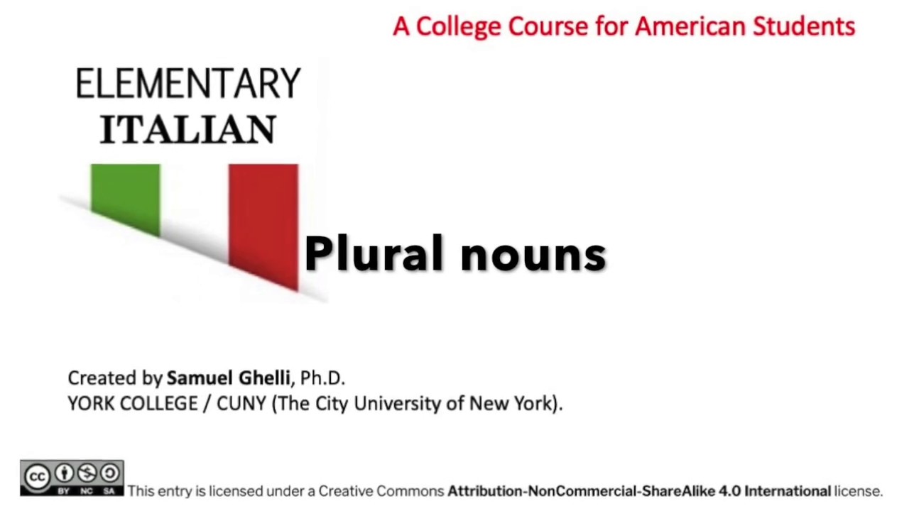Italian plural nouns YouTube