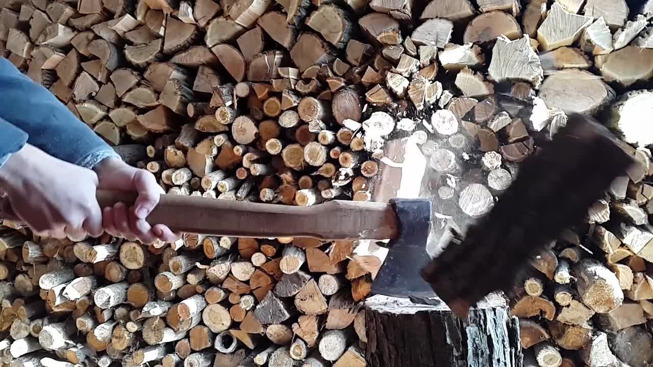 Splitting Firewood Stock Video