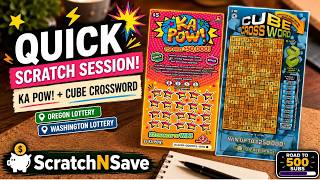 Ka-Pow Meets Cube Crossword | Oregon + Washington Scratch Tickets #scratchers #roadto500subs #fyp
