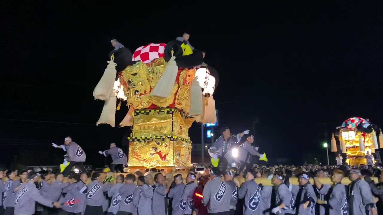 ファミリマート土居店かきくらべ小林太鼓台演技