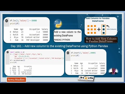 Day 161 Add new column to the existing DataFrame using Python Pandas ...