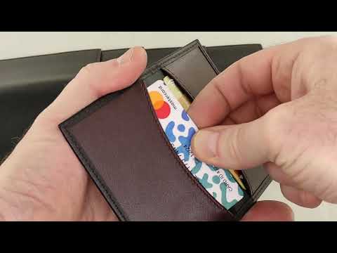 RFID-защита, Экранирующий кожаный картхолдер, чехол для банк. карт с RFID, из черной кожи и бордо