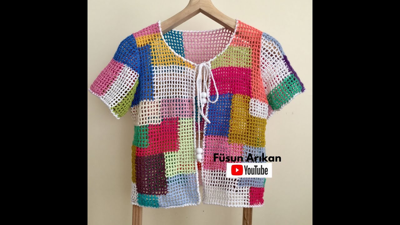 Tığ İşi File (Kafes Örgü) Patchwork Yazlık Hırka Yapılışı (Filet Mesh Crochet Cardigan Tutorial)