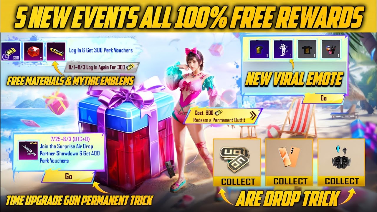 😱 5 New Events Get Free Mobile Phone & Free UC Redeem Codes | Free Materials & Mythic Emblems |PUBGM
