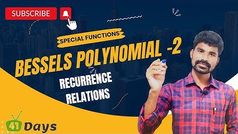 Special functions || Bessels polynomial || Recurrence relations|| degree maths ||