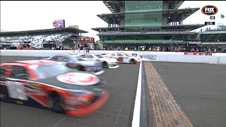 Four-wide finish to end stage 1 in the NASCAR Xfinity race at Indy