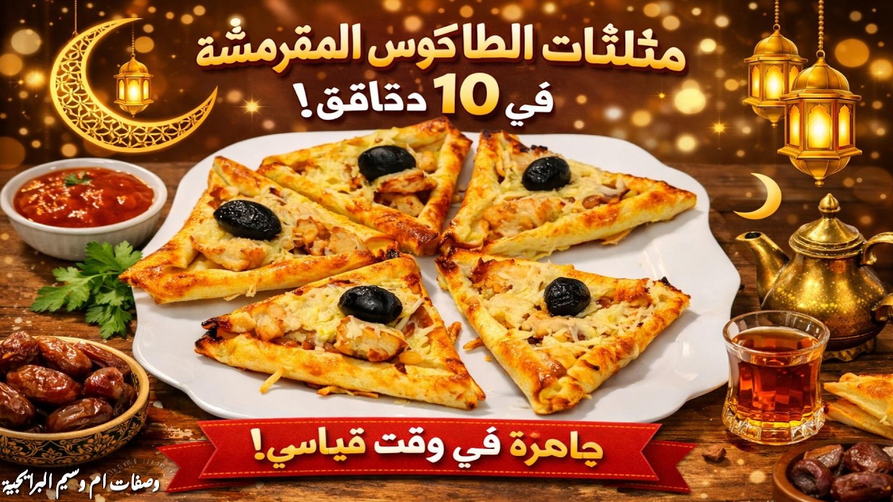 مثلثات الطاكوس المقرمشة.. مملحات رمضانية في 10 دقائق!#خبز_الطاكوس #تورتيلا #مملحات_رمضانية_جزائرية