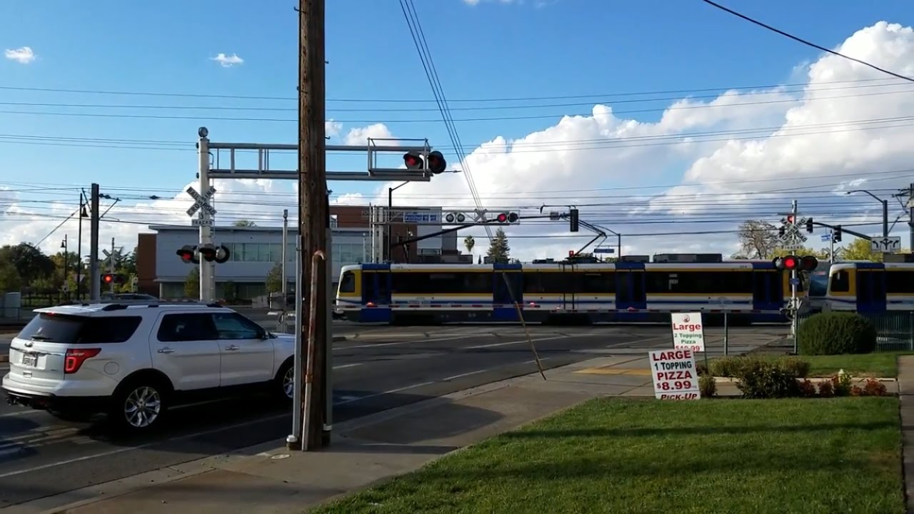 Sacramento light rail outbound mather field road crossing new