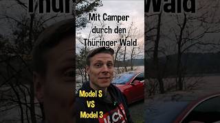 Tesla mit Eriba Wohnwagen #Camper #Eriba #Model3 #ModelS #elektroauto #eribatouring #thüringerwald