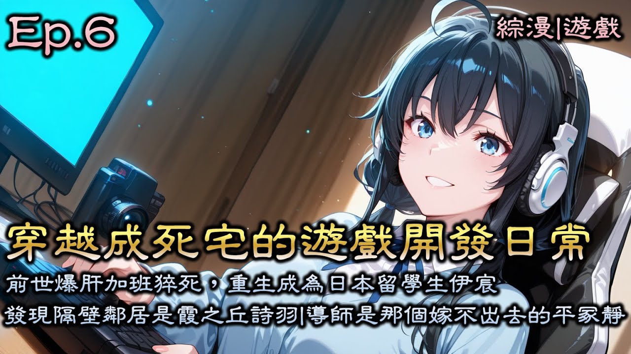 Ep6《綜漫：穿越成死宅的遊戲開發日常》前世爆肝加班猝死，重生成為日本留學生。發現隔壁鄰居是霞之丘詩羽。導師是那個嫁不出去的平冢靜。 他決定要靠做遊戲實現財富自由！
