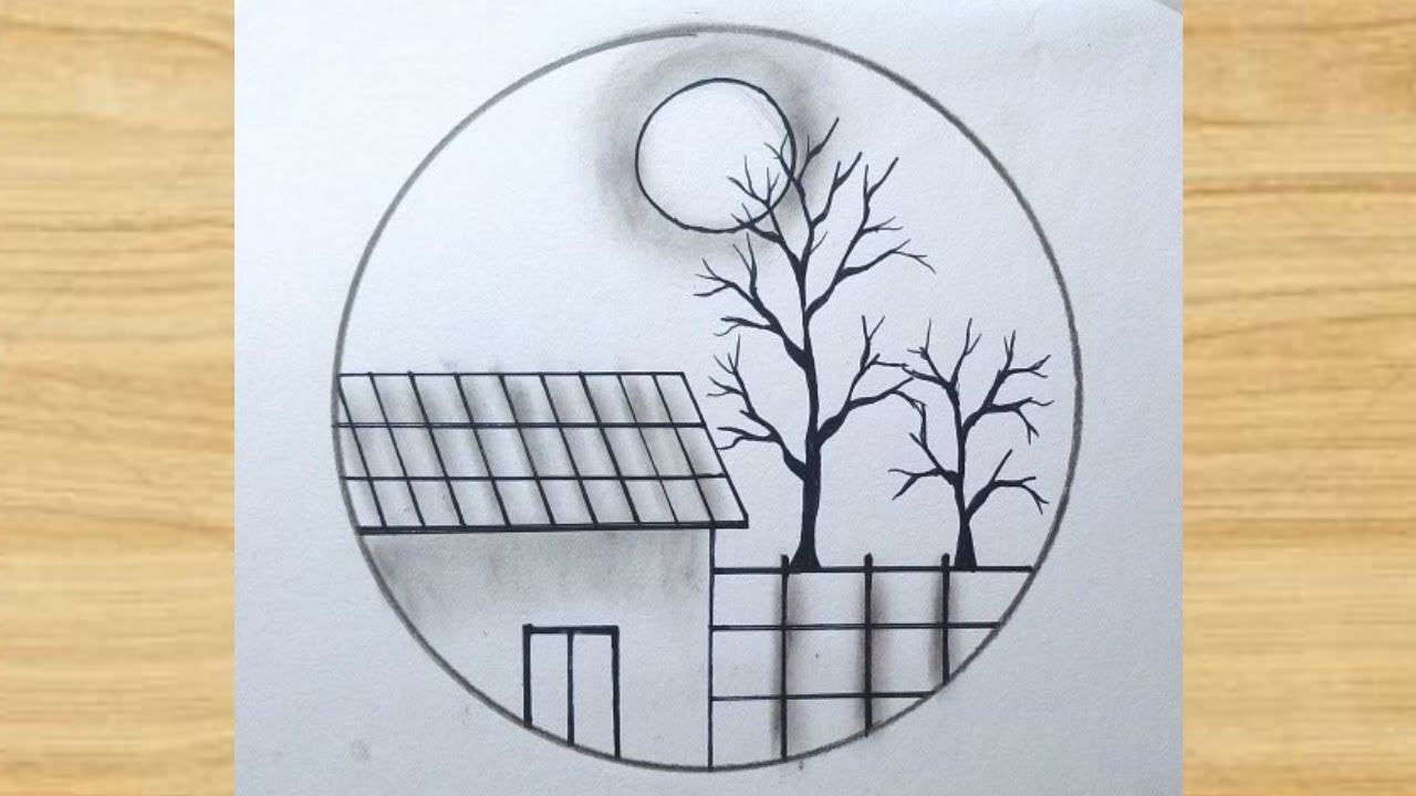 Easy circle scenery drawing / Easy drawing ideas for beginners / How to ...