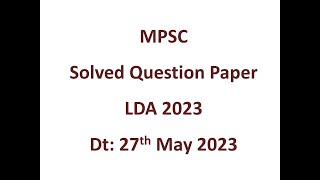 MPSC LDA-27th May 2023 Solved Question Paper screenshot 1