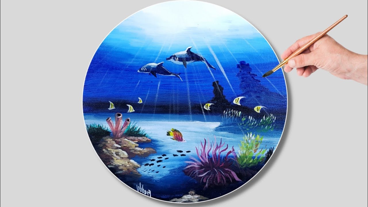 fondo marino pintura acrilica/como pintar con acrilicos/tutorial de pintura/#62