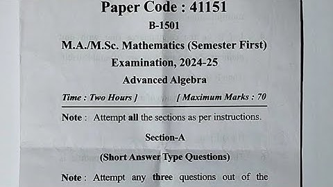Advanced Algebra Previous year paper 🔥|| Ma/M.sc 1st semester Mathematics important questions #mjpru