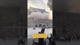 Historic Ming Dynasty Tower's Roof Collapses in China