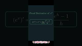 Why d/dx (eˣ) = eˣ? 🤯 Easy Proof! 📘 #calculus #trendingshorts