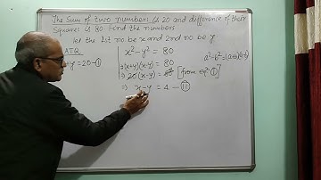 The sum of two numbers is 20 and the difference of their squares is 80.Find the numbers?