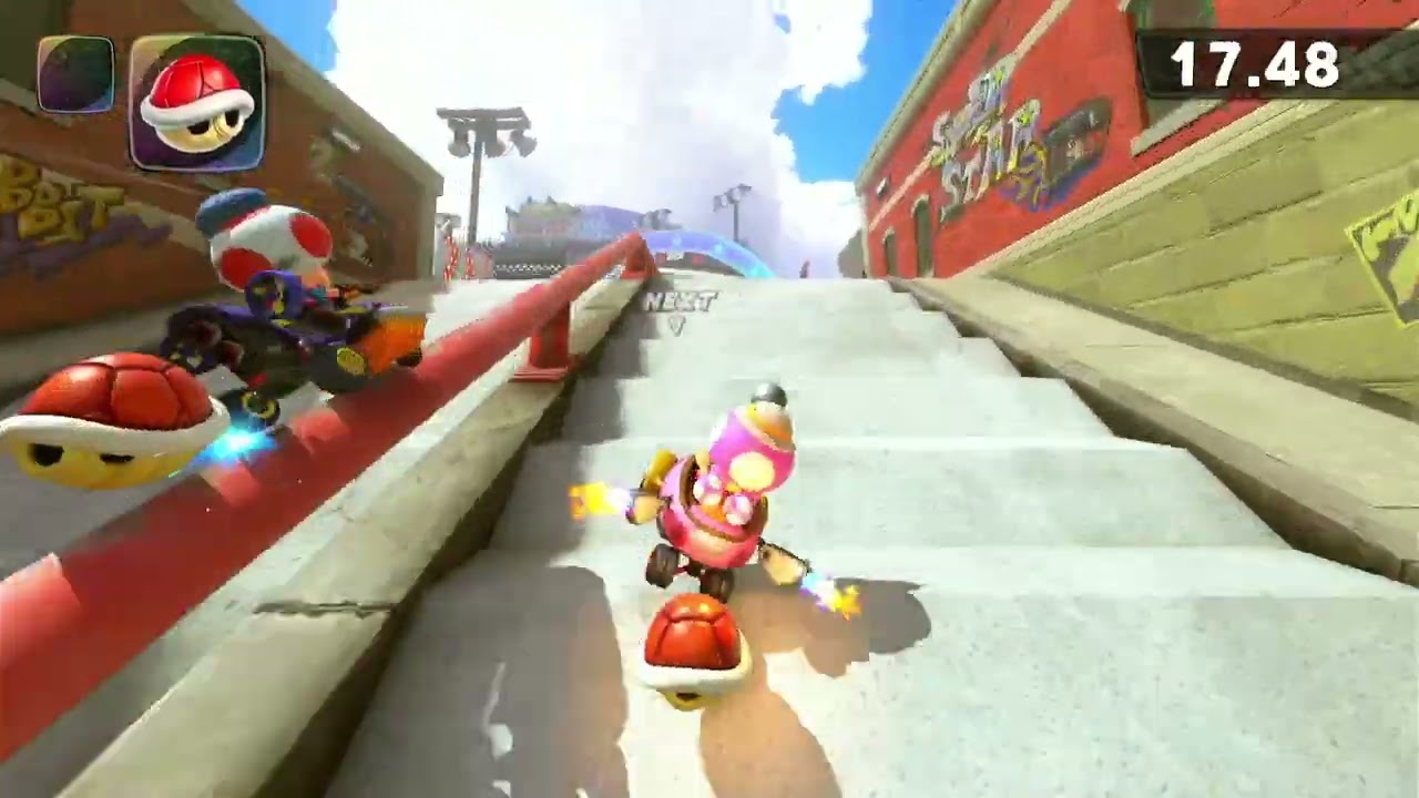 Test your endurance in a race all over town! - Mario Kart World P-Switch Challenge