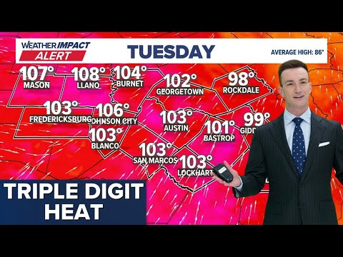 Record-breaking heat wave begins for the Austin area on Tuesday - YouTube