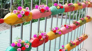 Great Vertical Garden Idea | Recycle Gorgeous Vertical Garden Plastic Bottles For Small Balcony