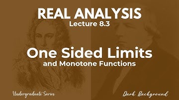 Real Analysis Lecture 8.3 One Sided Limits and Monotone Functions