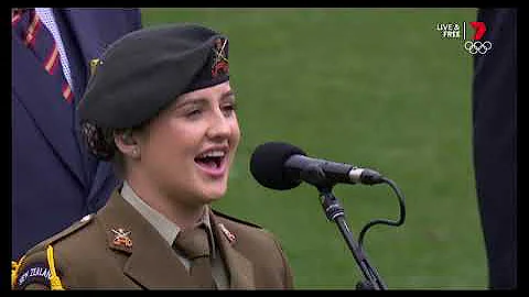 Hettie Adams NZ National Anthem ANZAC day AFL MCG ...