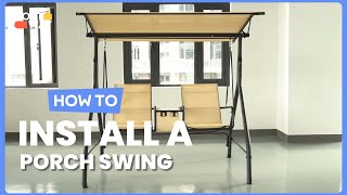 How to Install the 2-Seat Outdoor Cushioned Porch Swing with Canopy | NP10699 #costway #howto