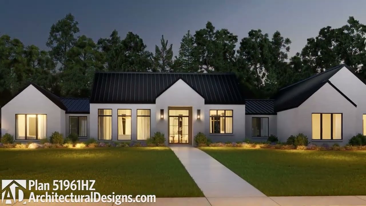 Video Tour of Transitional One-Story House Plan with Scandinavian