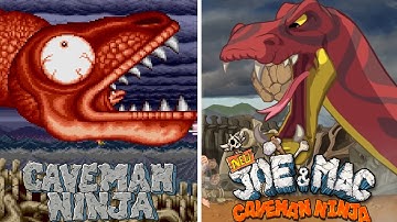 New Joe & Mac Caveman Ninja - All Bosses Comparison Original (1991) vs Remake (2022)