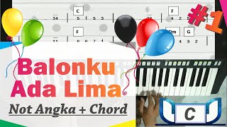 Balonku ada lima | Keyboard Practice Cover in C   Not Angka   Chord