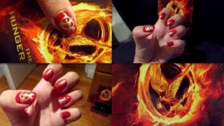 The Hunger Games Nail Art : The Girl On Fire & Mockingjay