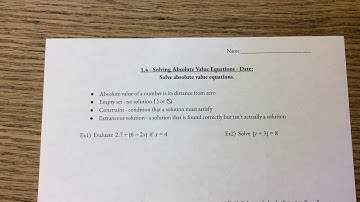 Algebra 2 - 1.4 Solving Absolute Value Equations