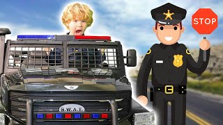 Kids Play Rescue on Power Wheels Police Cars