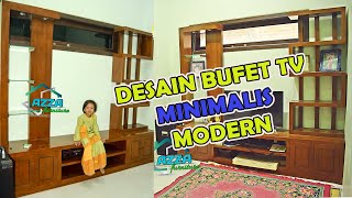 partisi ruangan minimalis modern kayu jati dan meja tv ruang tamu furniture mebel jepara