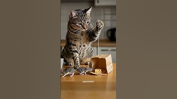 Shocking!! 😱😱The cat sets a trap and waits in silence #shorts #tabbycat #trap #cat