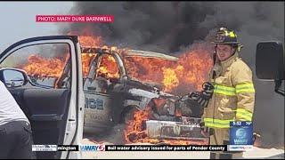 Carolina Beach Police vehicle catches fire