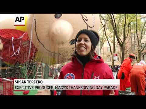 Balloons inflated for NY Thanksgiving Parade