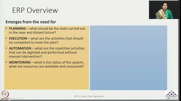 Week 10: Lecture 49: ERP, WMS & TMS (I & II)