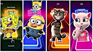 Tiles hop game, Talking Tom  vs Angela vs Minions vs Mario vs SpongeBob  #tiles hop#144 screenshot 3