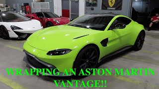 Wrapping a 2020 Aston Martin Vantage Lime Green!!