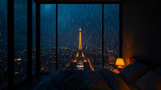 Fall Asleep Fast Cozy Rainy Paris Night Bedroom View, Heavy Rain Sounds for Deep Sleep Relaxation!!!