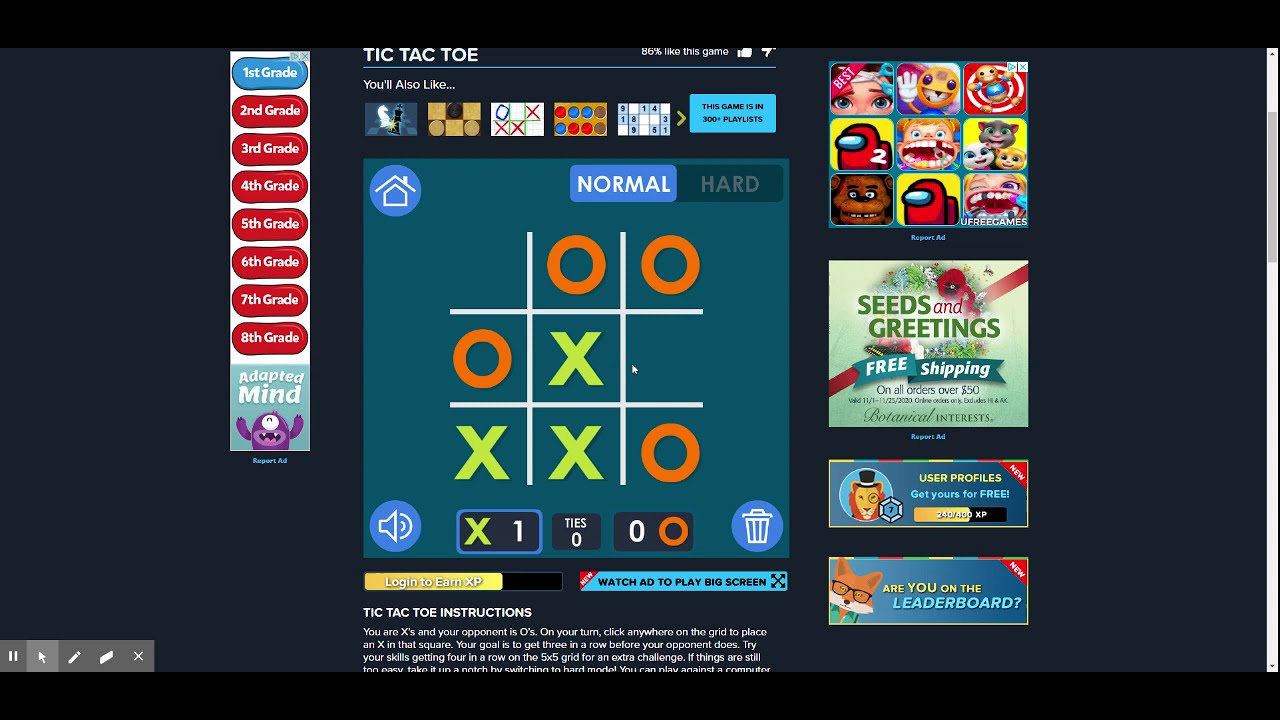 Coolmath Tic Tac Toe - YouTube